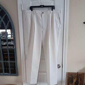 St. John's Bay Men's Pleated Dress Chinos – Cream White